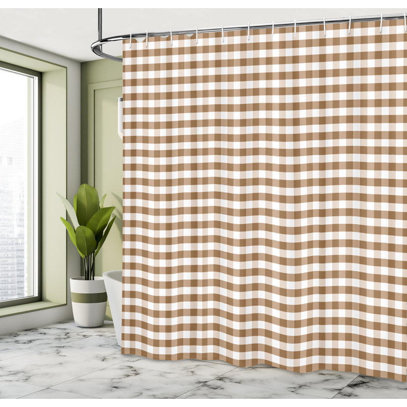 Ensemble de rideau de douche + crochets, H 84 po x l 69 po, Sable foncé