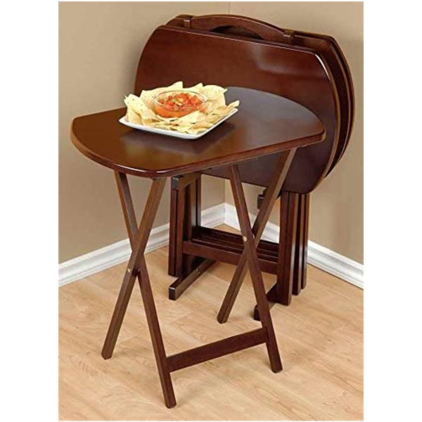Brown Wooden TV Tray Folding Snack Table Lip Serving Accent Bamboo Portable  Top