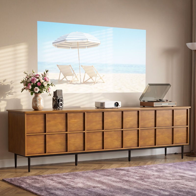 Meuble télé 86,61 pouces pour console multimédia 90 pouces à profil bas avec 6 grands tiroirs