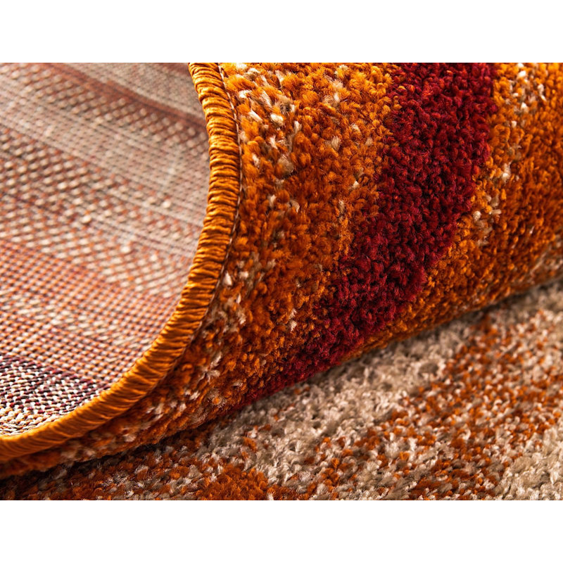 Tapis à motif Sud-Ouest orange / beige Harvest, Tapis de couloir 2 pi x 6 pi