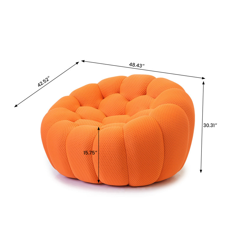  Fauteuil d'appoint rembourré 48,43 po Cenie, sans assemblage requis, Mélange de polyester orange