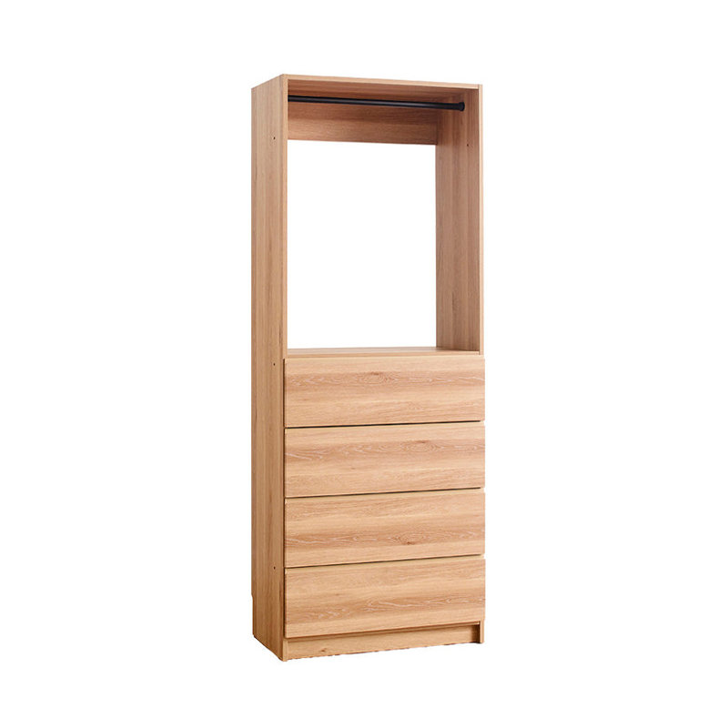 Garde-robe en bois avec quatre tiroirs Kalinikos, Chêne