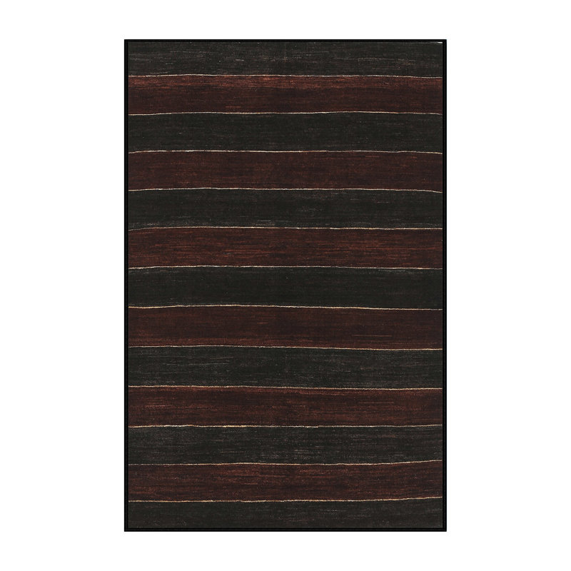 Tapis contemporain noir / brun, Rectangle 7 pi x 9 pi