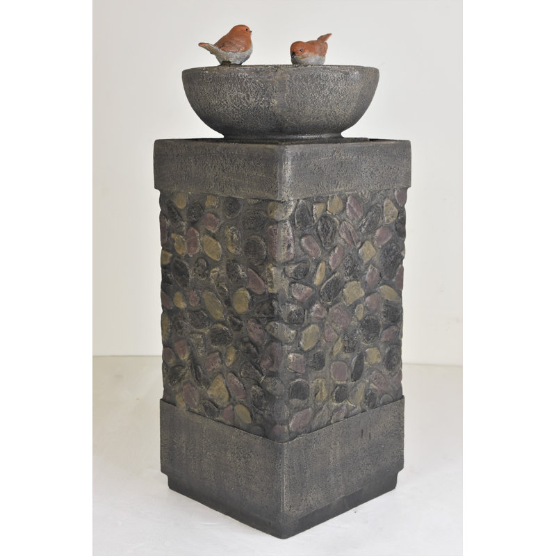 Boldman Hand Crafted Weather Resistant Floor Fountain with Light
