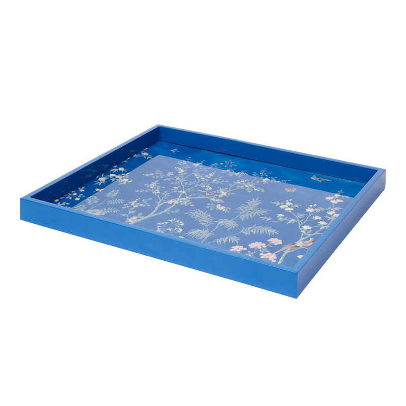 Plateau Chinoiserie, 16"Wx14"Dx1.25"H, Bleu