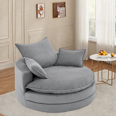 360° Swivel Accent Chair With Dual-layer Cushion Design And 3 Removable Pillows