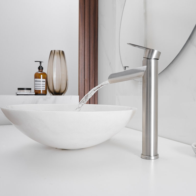 Vessel Sink Faucet Single-handle Bathroom Faucet with Drain Assembly, Brushed Nickel