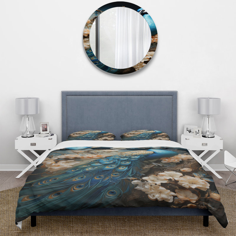 Ensemble de housse de couette Peacock Encaustic Portrait I BeddingMicrofiber / Polyester