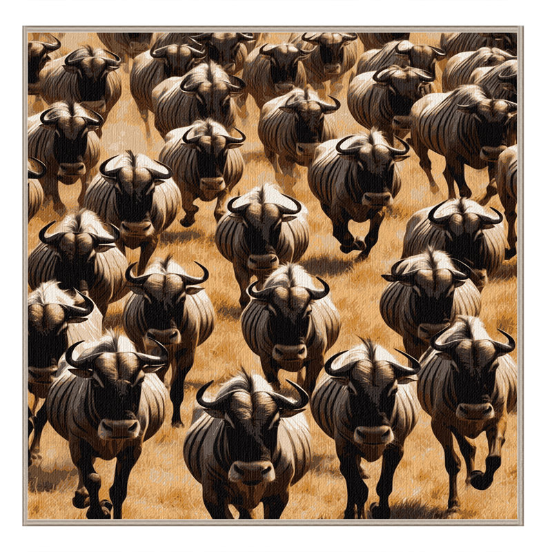 Washable Wildebeest Wildlife Area Rug, Square 4'