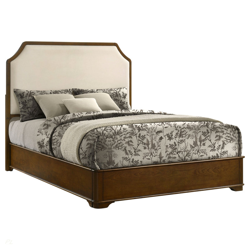 Leonide Brown Cherry / Cream Panel Bed