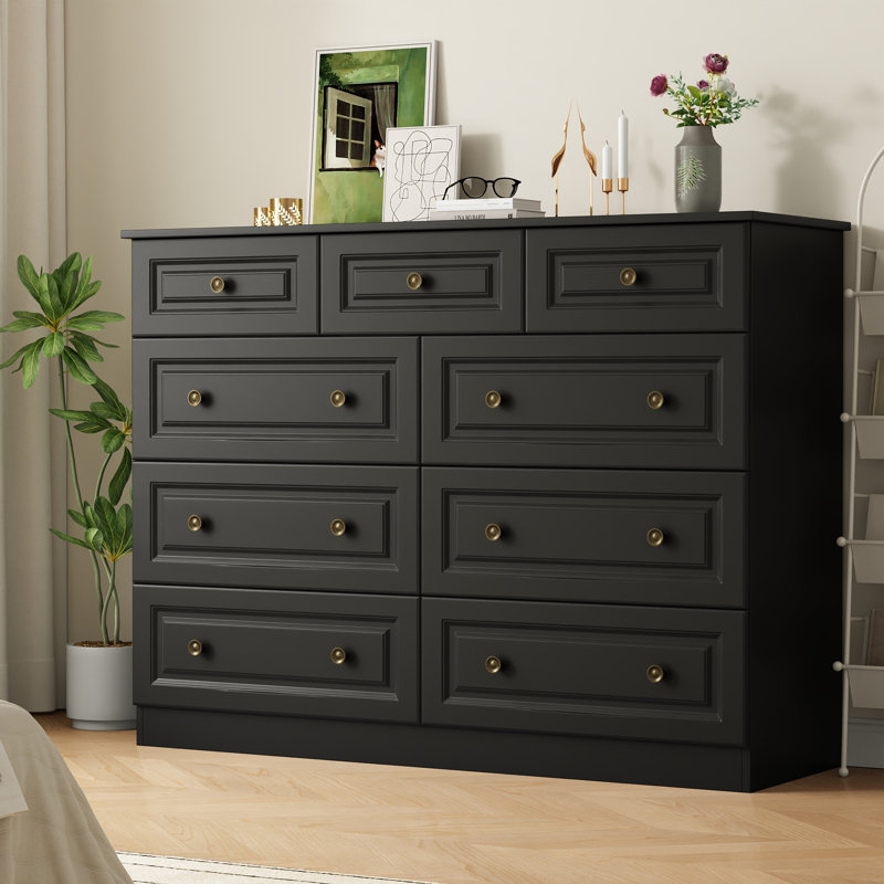Commode double 9 tiroirs Albion, Noir