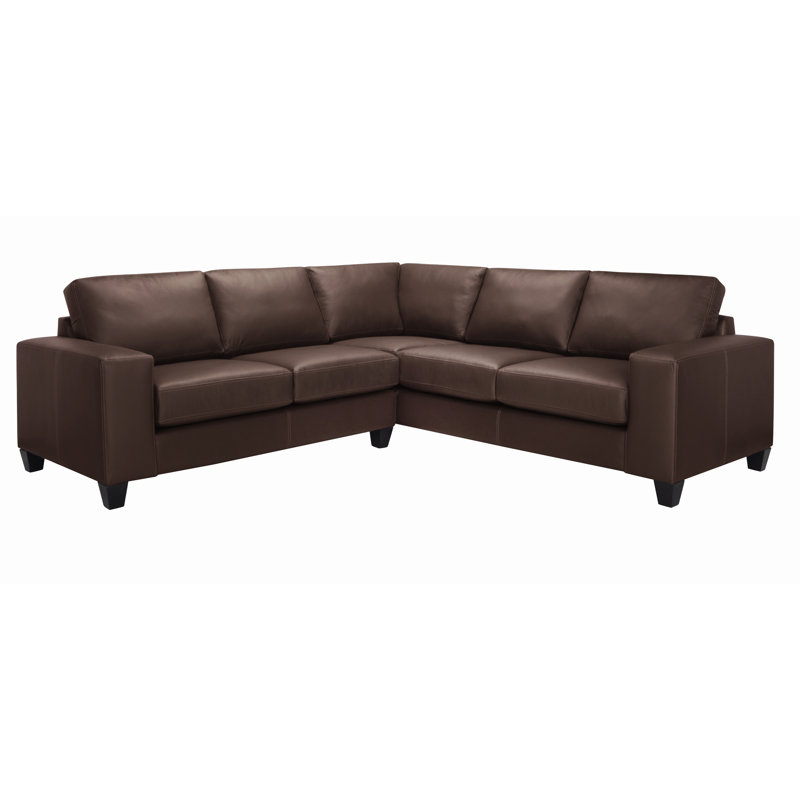 Gilford Upholstered L-Shaped Sectional Symmetrical, Chestnut Brown Genuine Leather