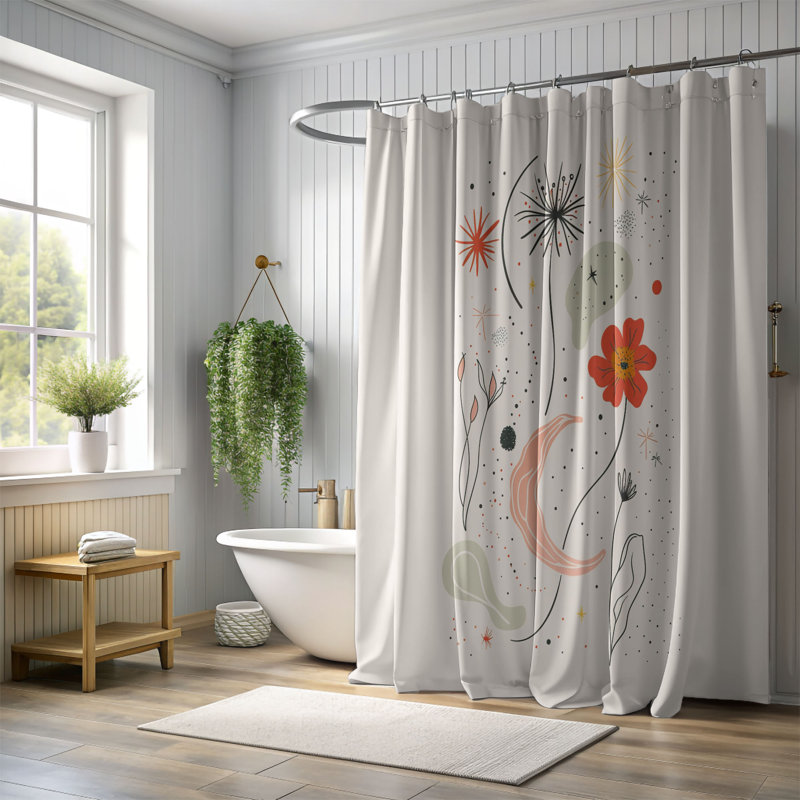 Rideau de douche 1 pièce Delicate Lines, H 74 po x l 71 po