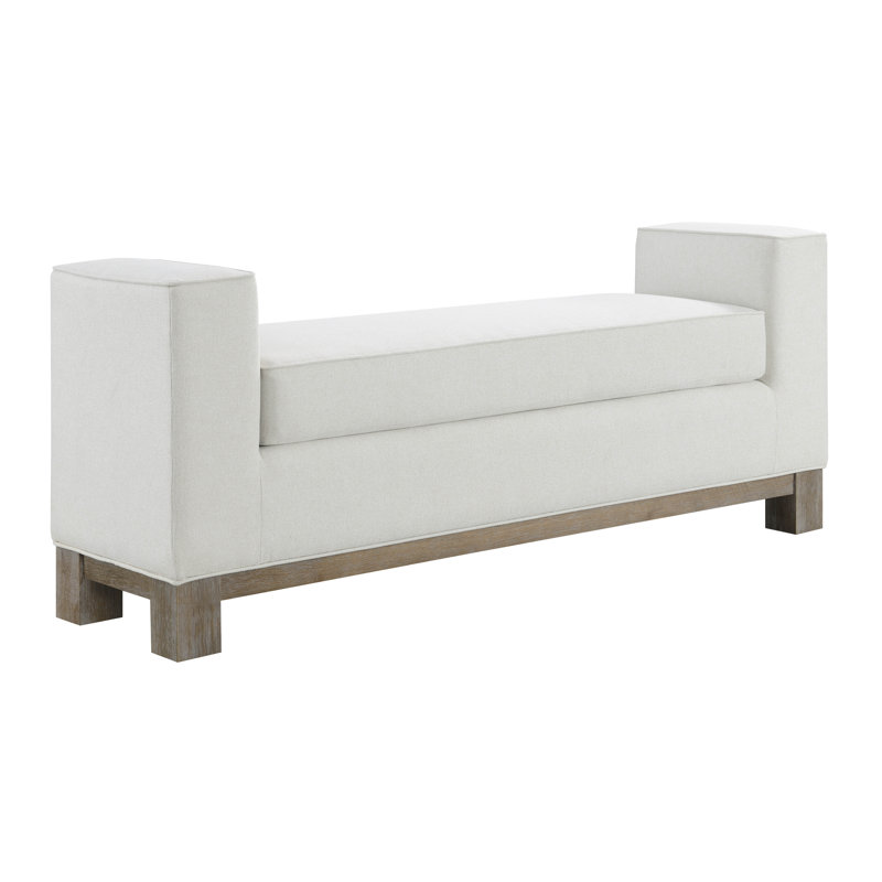Banc rembourré Basilotto, H 24 po x l 59,5 po x P 16 po, Ivoire