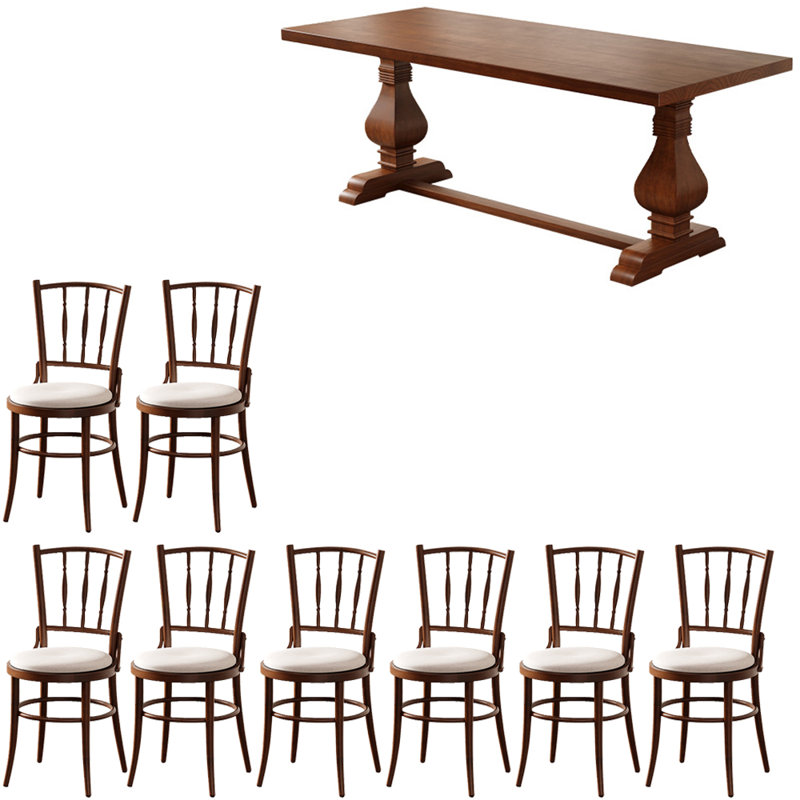 Ensemble de table de salle à manger en bois massif de style américain, H 29,5 po x L 86,6 po x l 35,4 po
