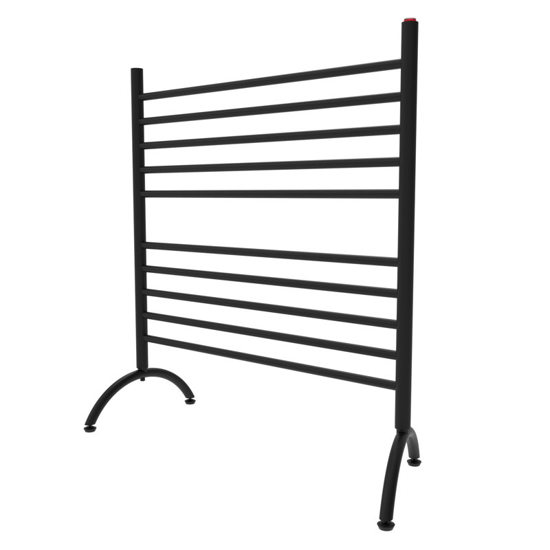 Solo Straight Towel Rail Towel Warmer, 38" H x 32.5" W x 15" D, Black