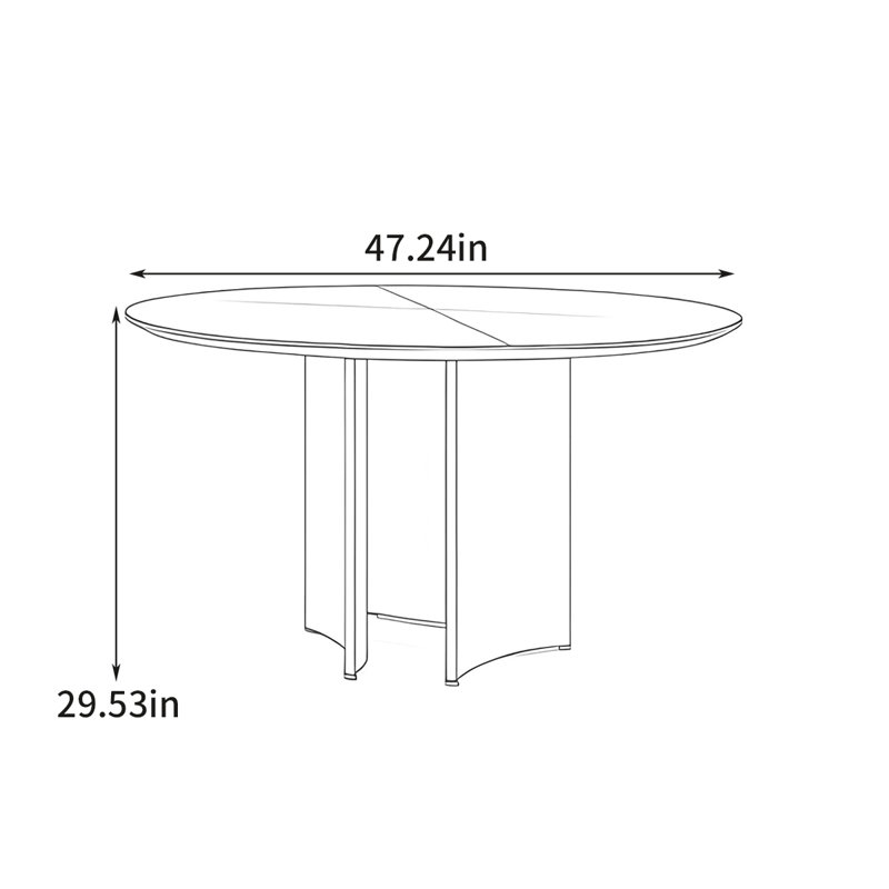 Table de salle à manger French French, H 29,53 po x L 47,24 po x l 47,24 po