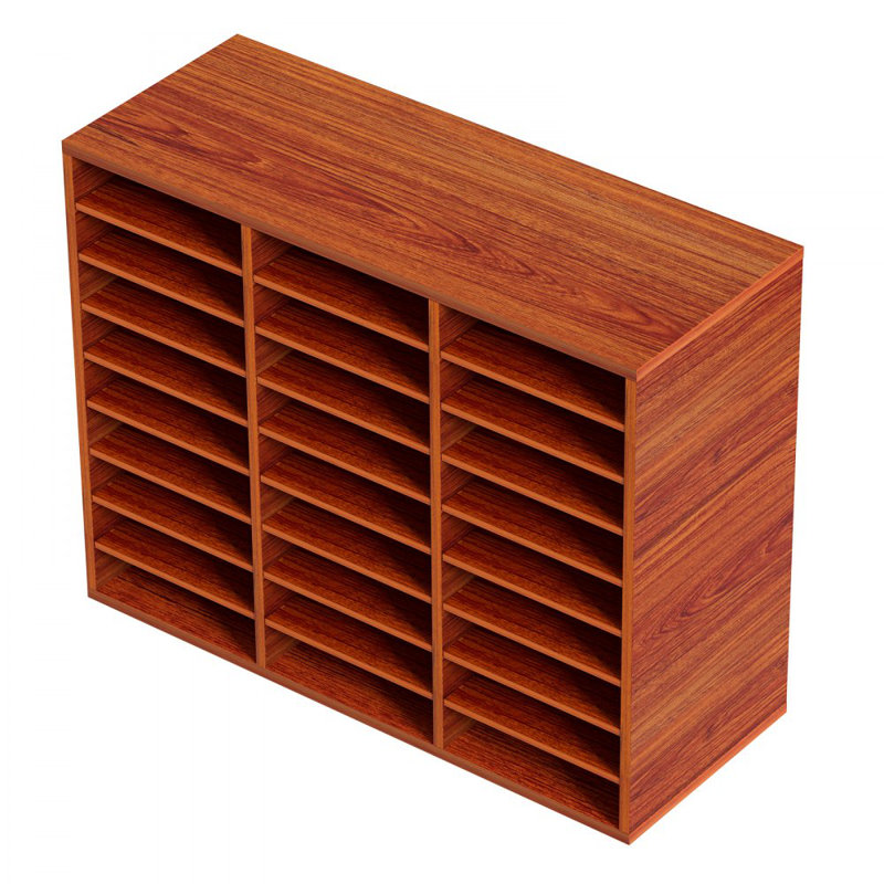 Organisateur de documents en bois 27 compartiments, tablettes réglables, centre de courrier en panneau de fibres à densité moyenne, rangement pour dossiers scolaires, documents, papiers, magazines, brun