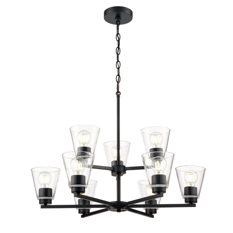 Swanson 28.5" 9-Light Chandelier - Matte Black, Matte Black