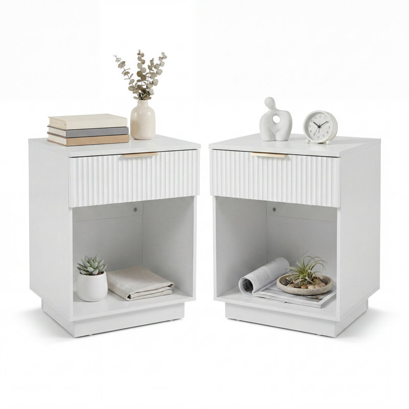Table de chevet 1 tiroir avec rangement (ensemble de 2)