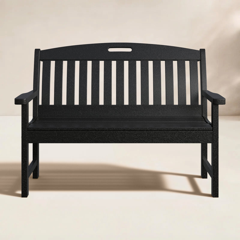 POLYWOOD Nautical Bench, Black, 37.5" H x 51.75" W x 25" D