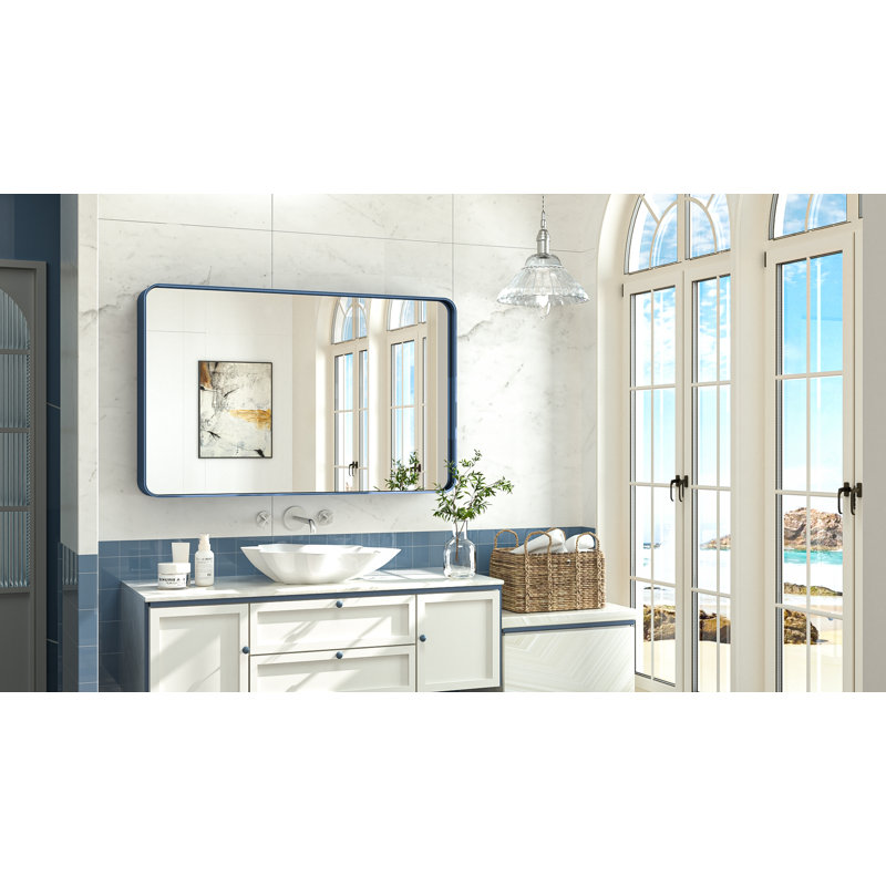Miroir d'appoint Tyro, 48 po x 30 po, Bleu, Rectangulaire