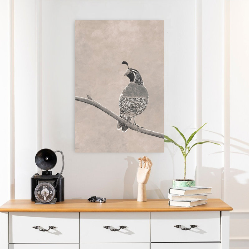 Croquis de caille, art d'oiseau contemporain, H 24 po x l 16 po