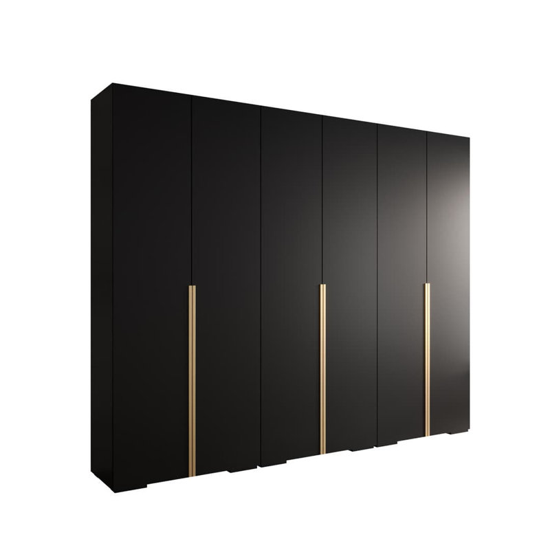 Raphaeel 6 Door Manufactured Wood Wardrobe, Matte Black
