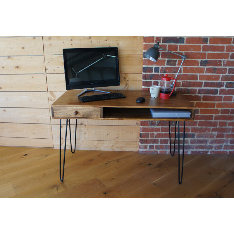 Palumbo Solid Wood Top Metal Base Writing Desk