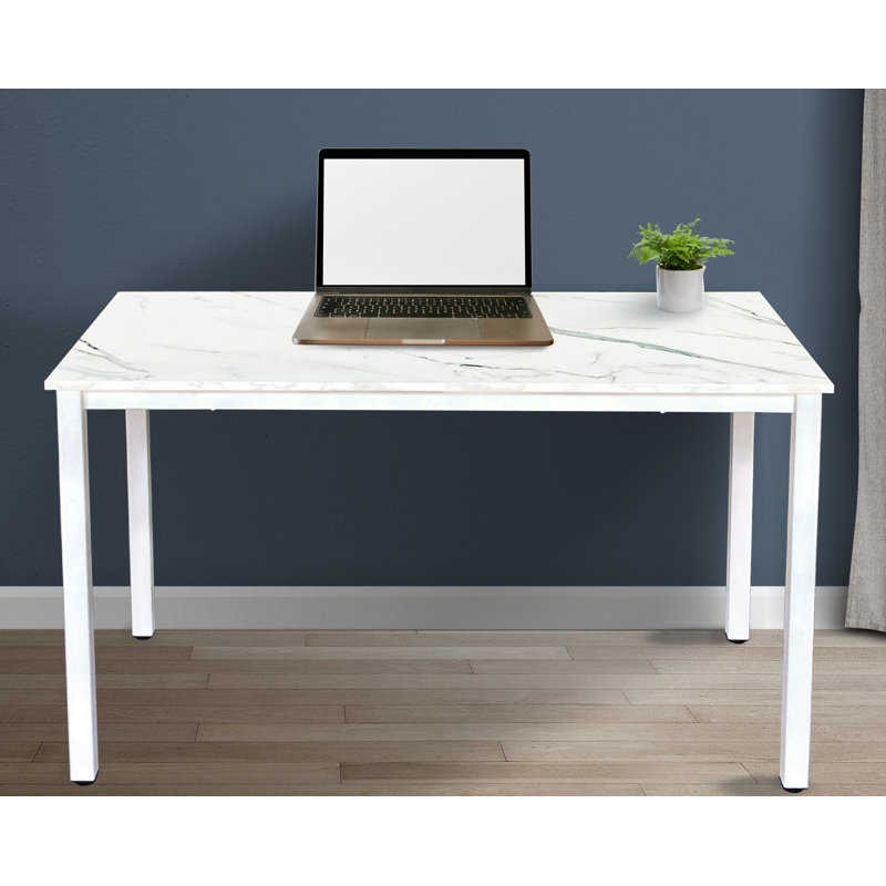 Bureau d'écriture, Plateau en grain de marbre blanc / cadre blanc