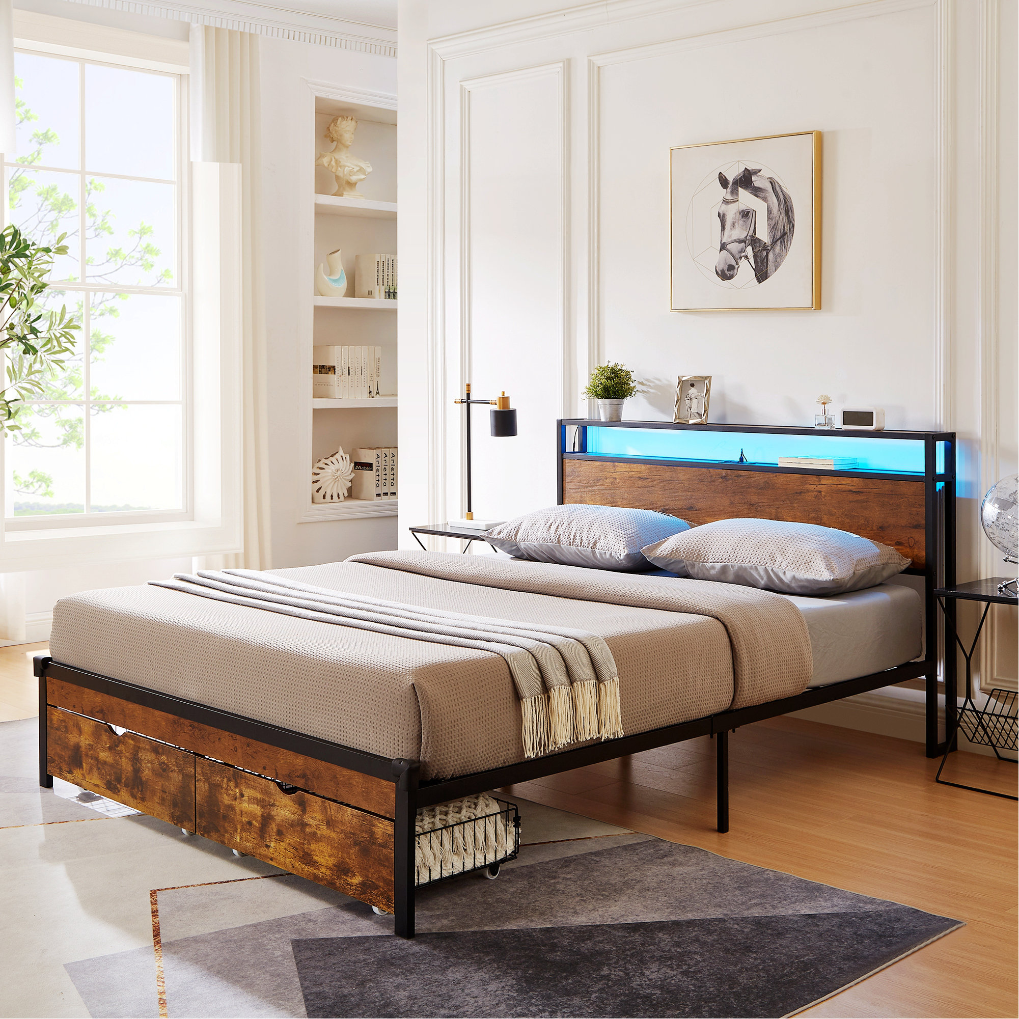 17 Stories Adrianah Metal Platform Storage Bed | Wayfair