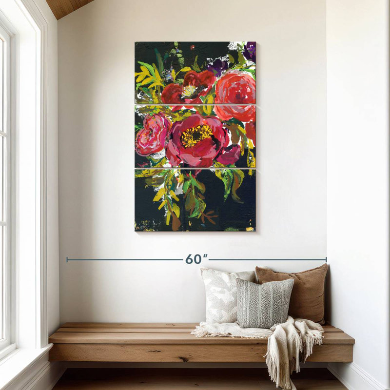 Bouquet abstrait Harnek en noir, H 45 po x l 28 po