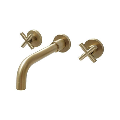 2-Handle Wall Mounted Brass Bathroom Faucet
