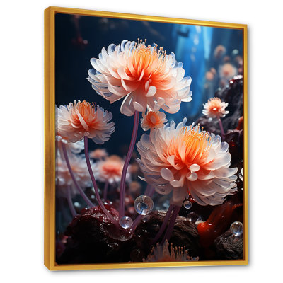 «Coral Underwater Flowers I», reproduction d'art sur toile florale
