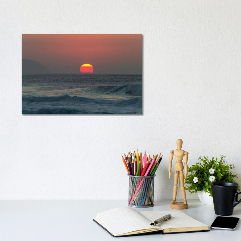 Waves In The Ocean At Sunset by Panoramic Images - Wrapped Canvas Gallery-Wrapped Canvas Giclée, 20.32cm H x 30.48cm W