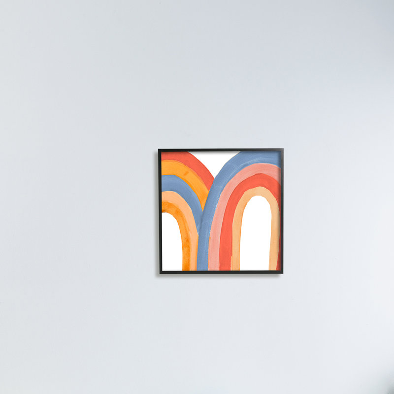 Playful Double Rainbow Arches Blue Red Orange par Emily Navas - Peinture, H 17 po x l 17 po