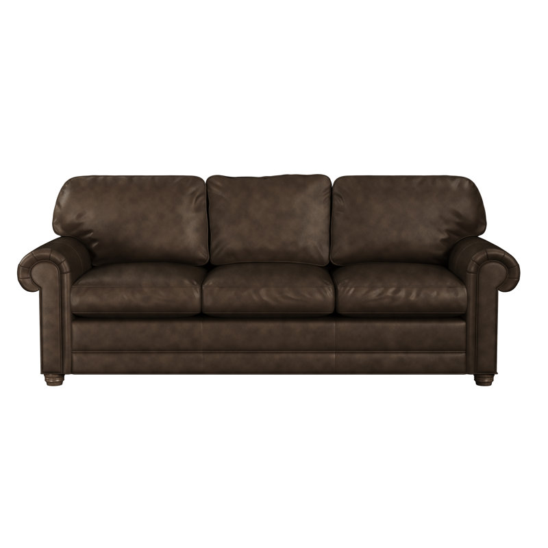 Starisha Upholstered 90'' Sleeper Sofa, Chestnut Genuine Leather