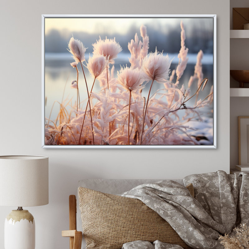 Winter Reverie Landscape V - reproduction sur toile, H 16 po x l 32 po x P 1 po, Cadre flottant blanc