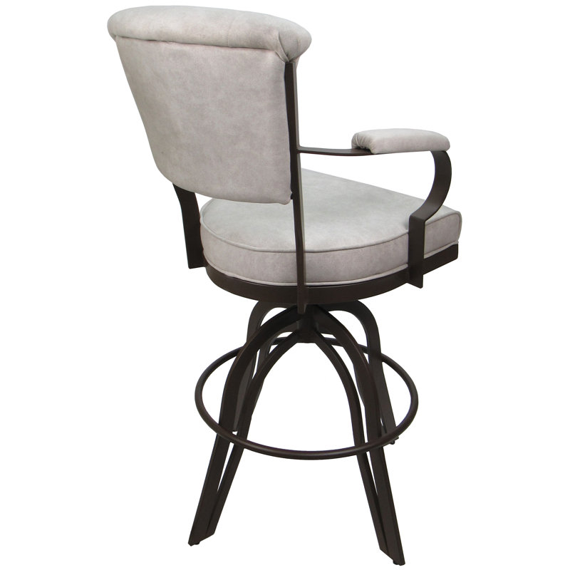 Raddie Swivel Metal Bar Stool 30" Seat, Cream, Brown