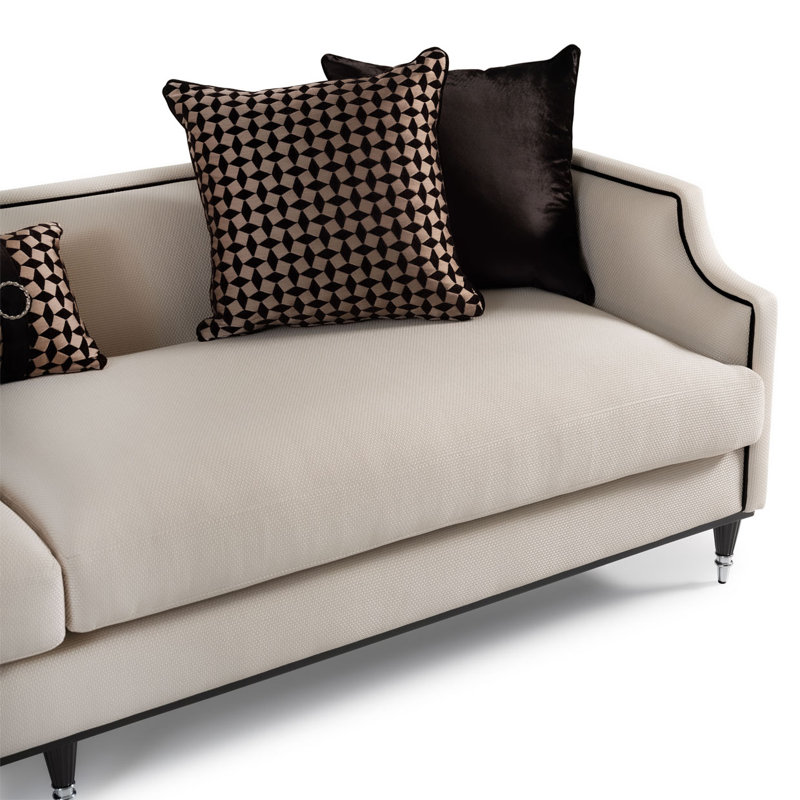 La Francaise 105'' Square Arm Sofa, Cream Polyester Blend