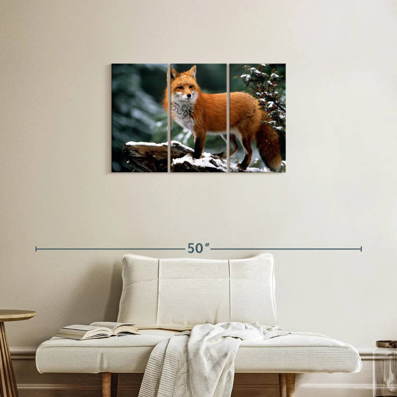 Furry Winter Fox, 20" H x 33" W