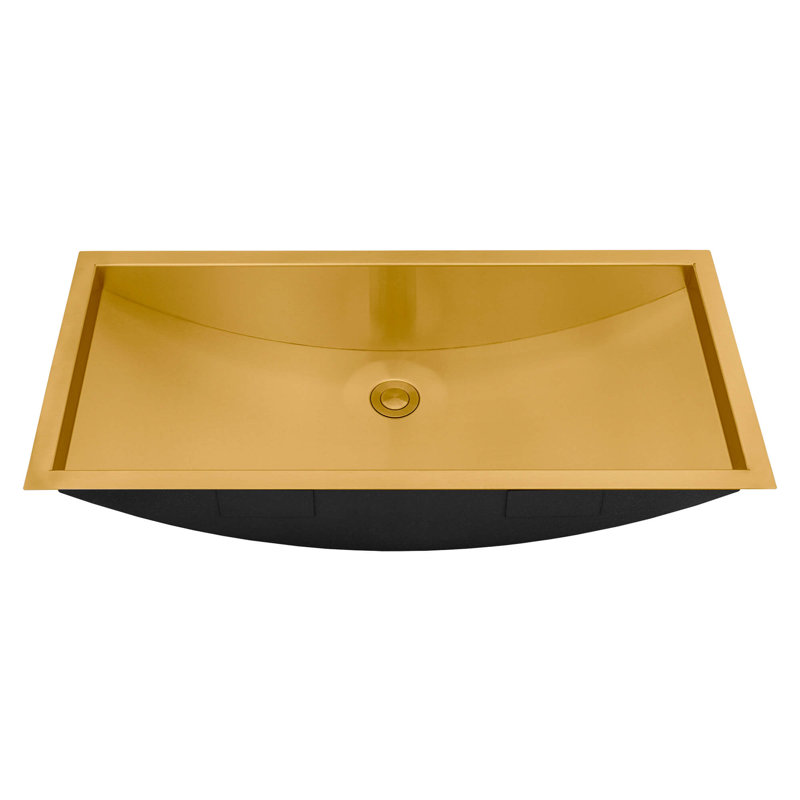 Ruvati 34 x 14 inch Stainless Steel Rectangular Bathroom Sink Undermount, Brushed Gold