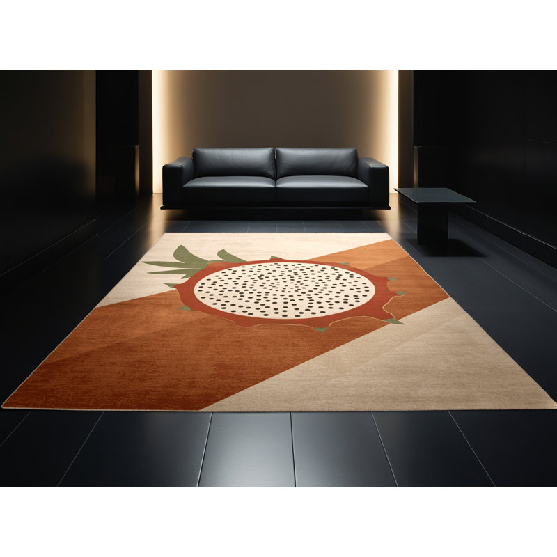 Machine Washable Aedan Dragonfruit Modern Rug in Beige – Beige Binding, 6x9