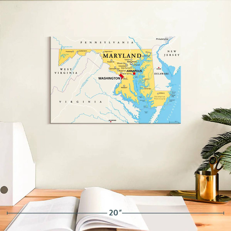 Carte d'Aliaz, Maryland, H 8 po x l 12 po