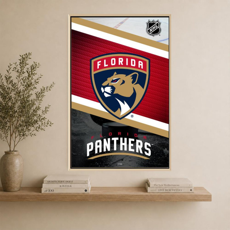 «Florida Panthers NHL», art mural, H 60 po x l 40 po, Cadre plat flottant, Bouleau
