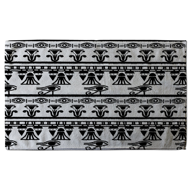 Cotton Waffle Tea Towel Kitchen Towel, White/Black