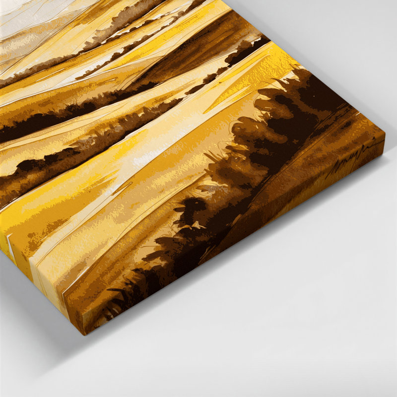 Aquarelle, paysage, 90, toile beige, 18" H x 12" W