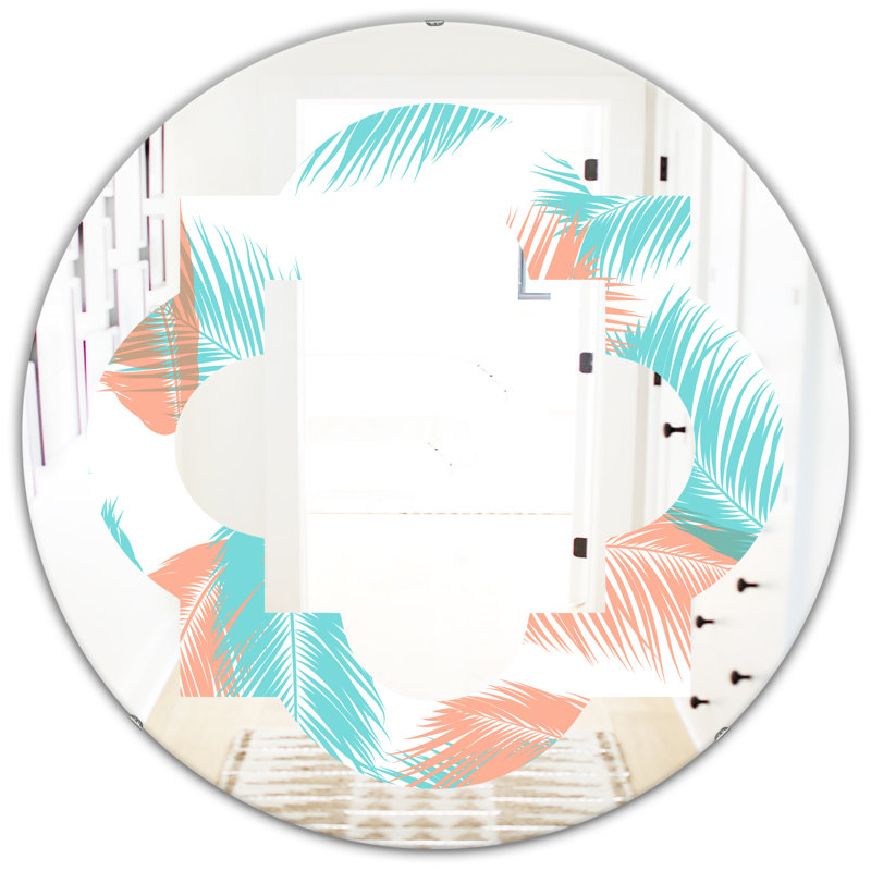 Miroir mural Quatrefoil Coastal, 31,5 po x 31,5 po, Feuillage tropical II
