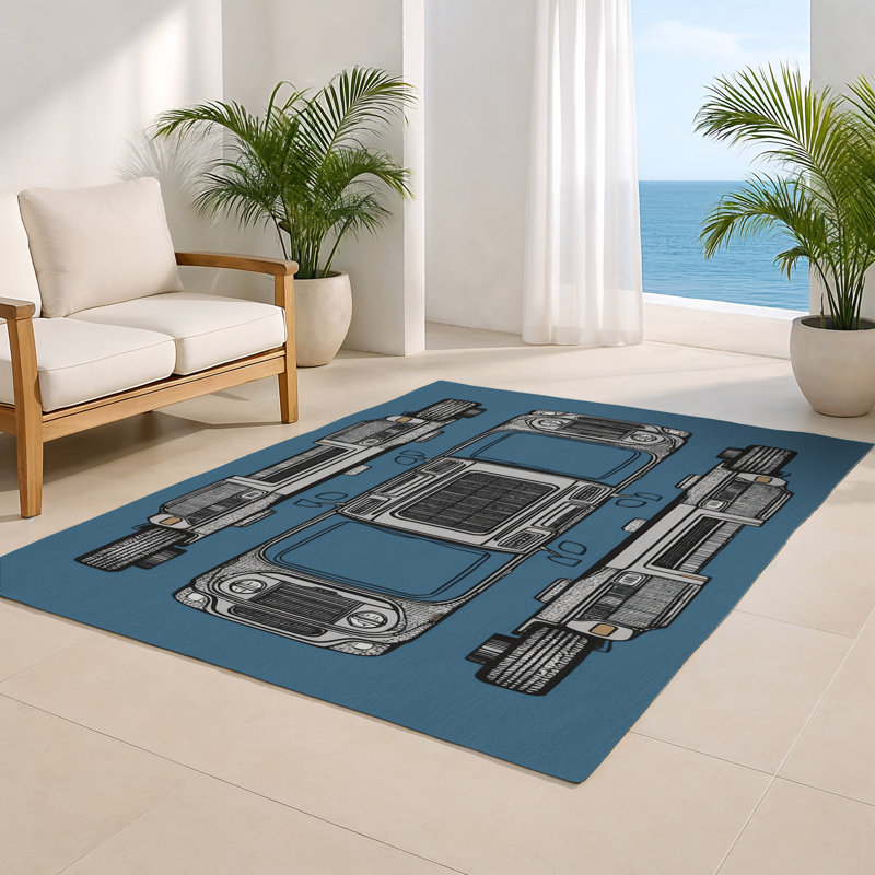 Tapis intérieur et extérieur bleu Transport, Rectangulaire 2 pi x 3 pi