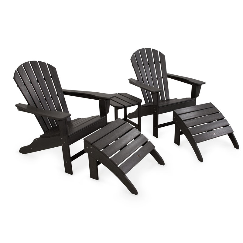 POLYWOOD South Beach Adirondack 5-Piece Set, Black